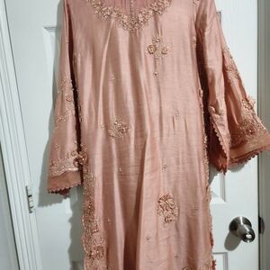 Elegant Embroidered Pink Dress